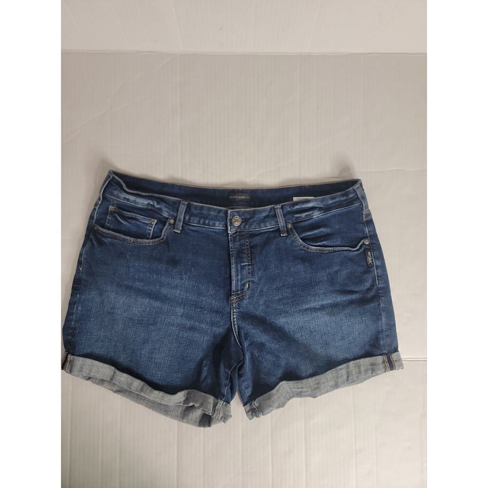 Silver Jeans Boyfriend Denim Shorts Womens Sz 18 Dark Wash Stretch Boho Festival